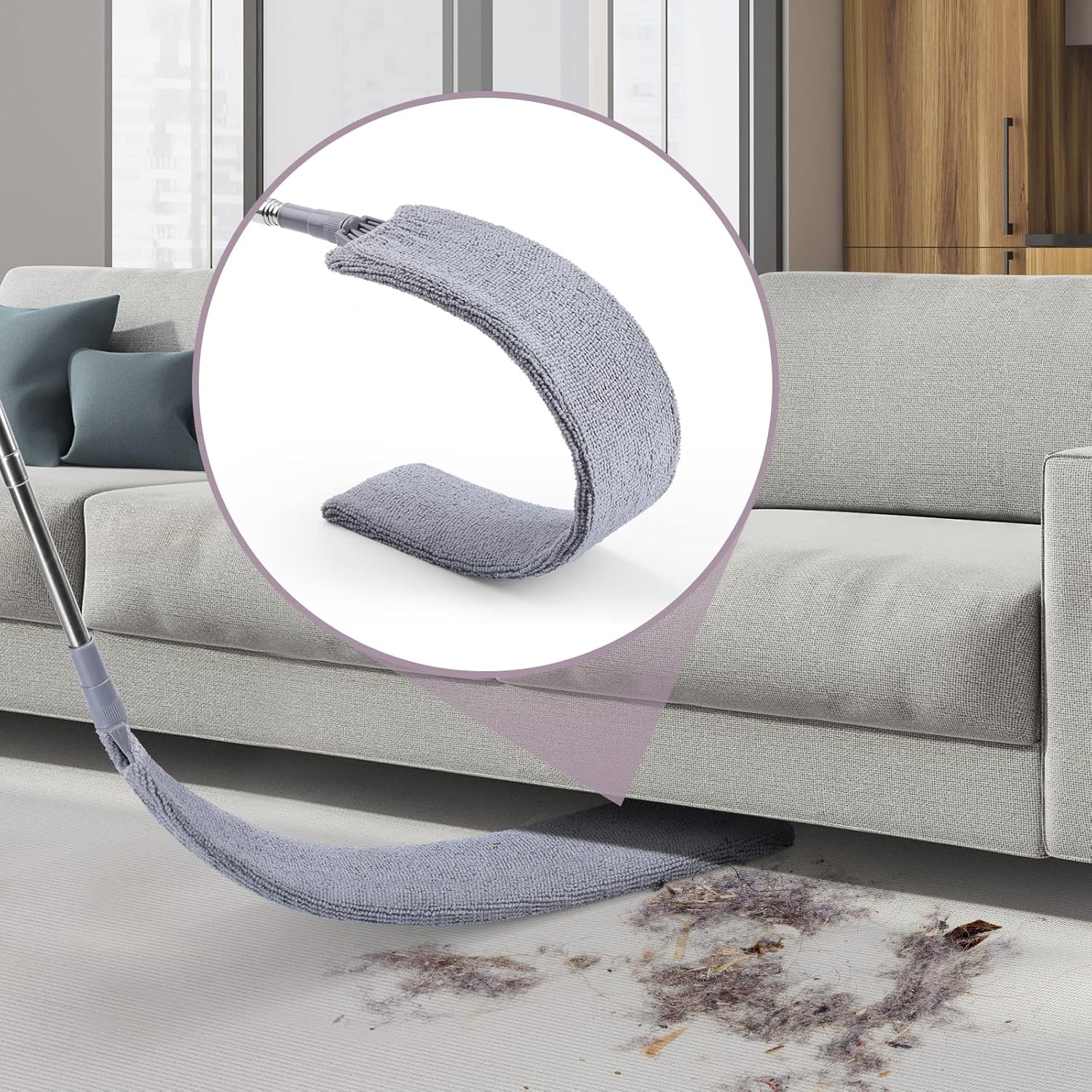 Retractable Gap Dust Cleaner with 3 Microfiber Dusting Cloths & 30-100 Inch Exte