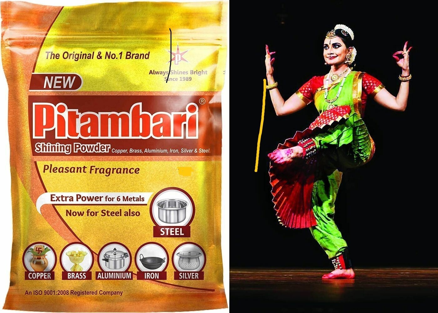 3X Pitambari Shining Powder For Copper Glass,Jug, Brass,Aluminium,Iron,Silver