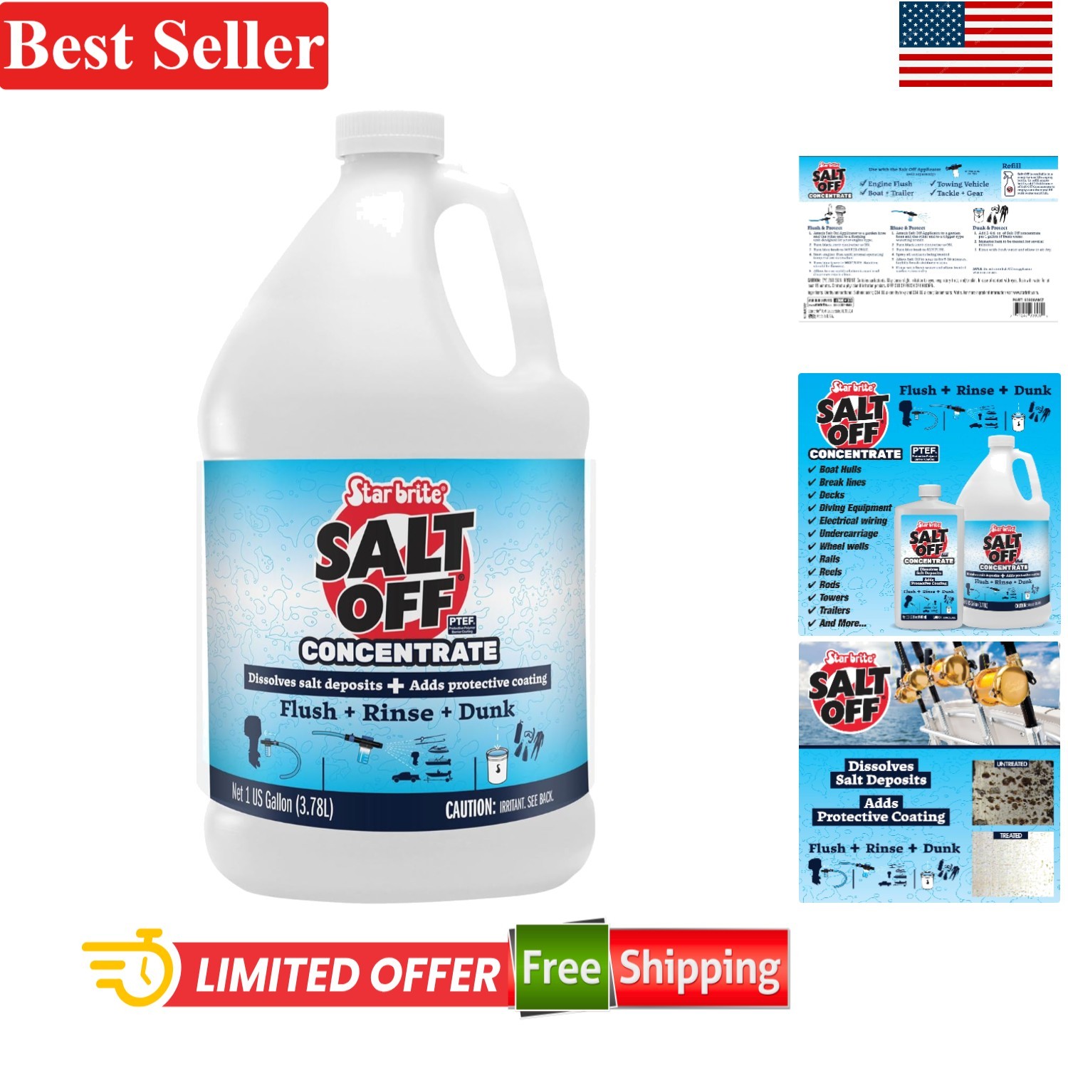 Salt Off Concentrate Salt & Engine Flush 128 OZ Gallon for Boats, Vehicles, T…