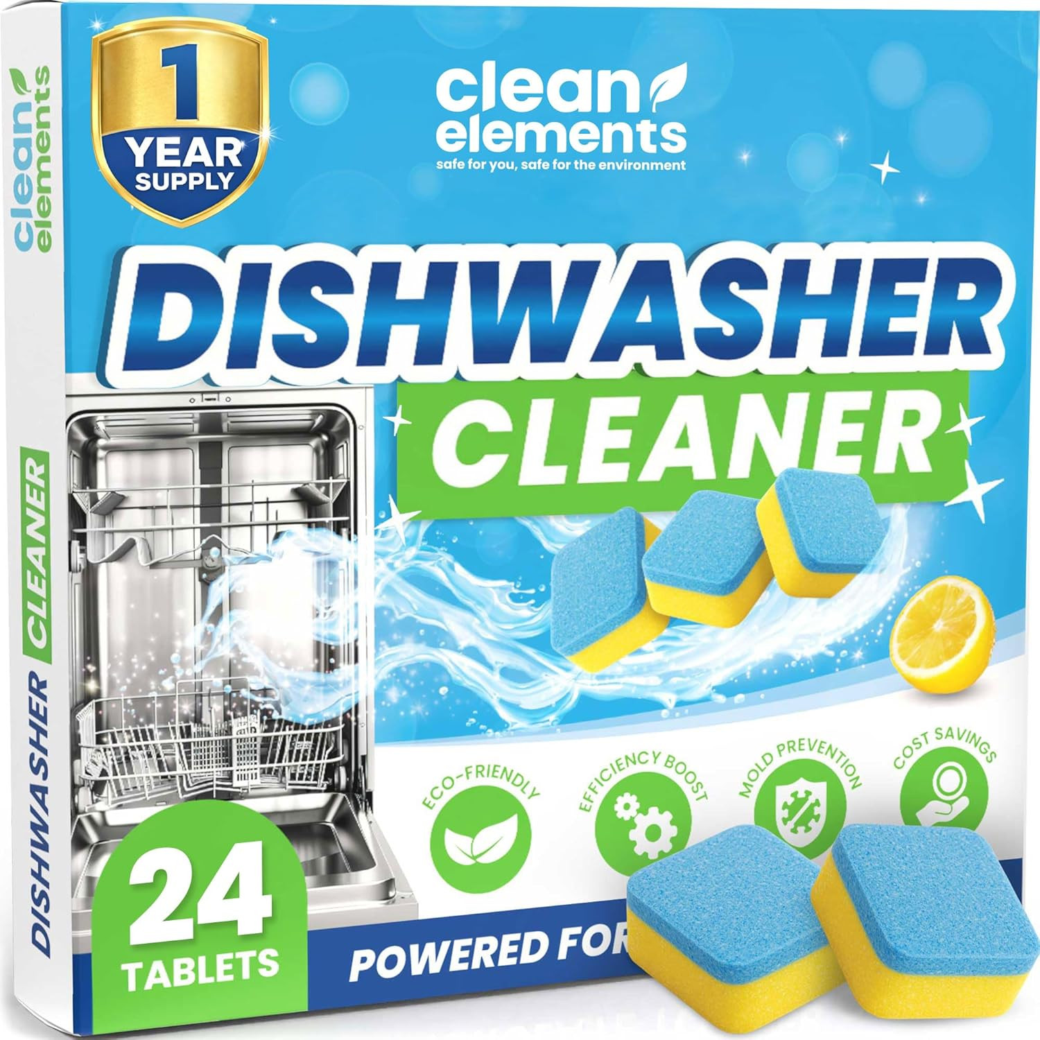 Dishwasher Cleaner Tablets & Deodorizer – 24 Pack (12 Month Supply) Deep Cleanin