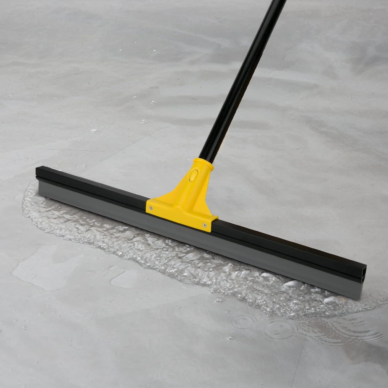 Floor Squeegee for Concrete and Tile Cleaning, 24” Rubber Wiper Broom, Large He
