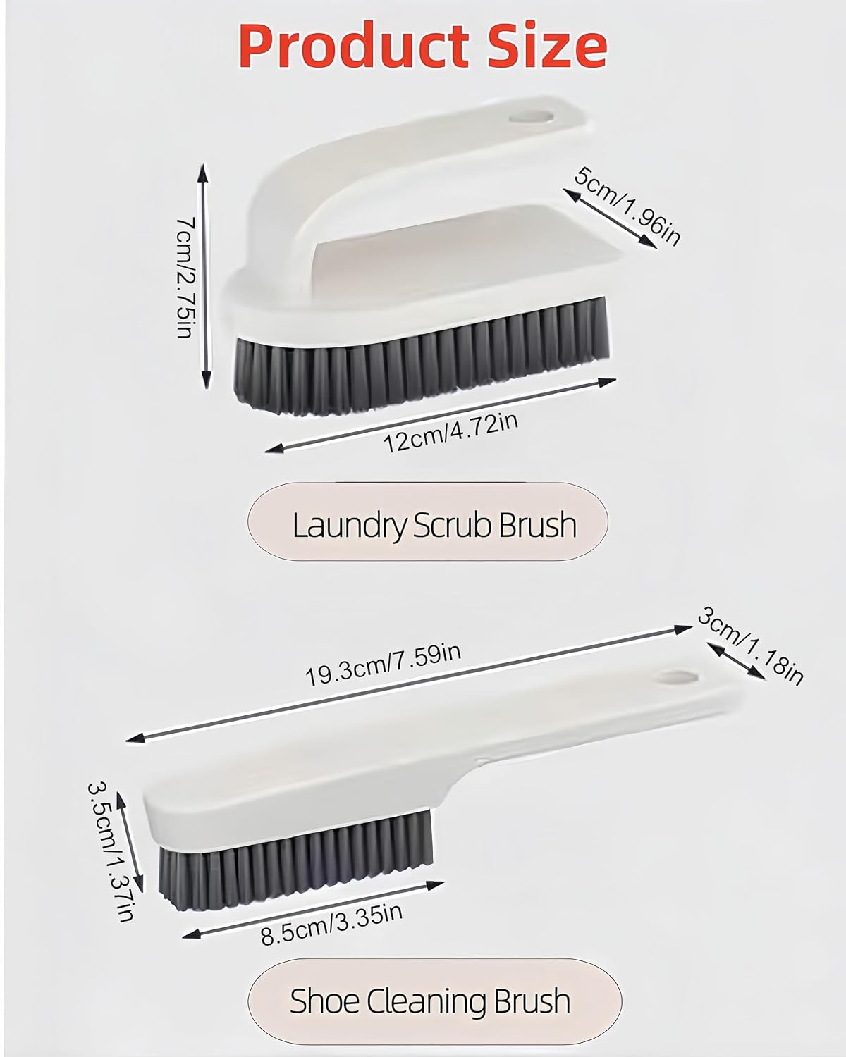 2 Pack Scrub Brush Laundry Cleaning Brush Soft Bristle Household Cleaning Brushe