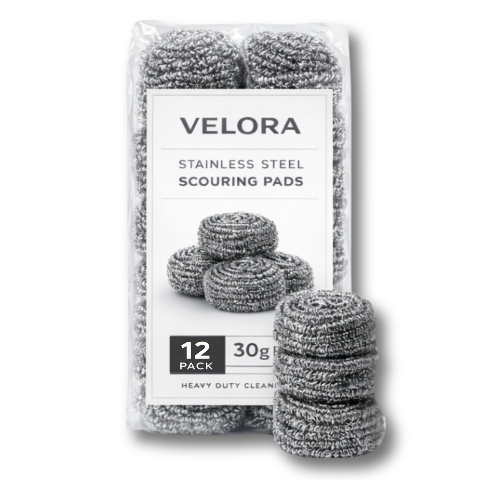 Stainless Steel Scouring Pads – 12 Pack – Steel Wool Scrubbers for Pots, Pans…