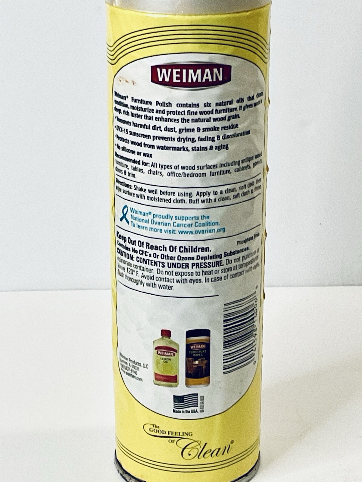 WEIMAN FURNITURE POLISH W/ NATURAL OILS & SUNSCREEN 12 OZ NEW OLD STOCK