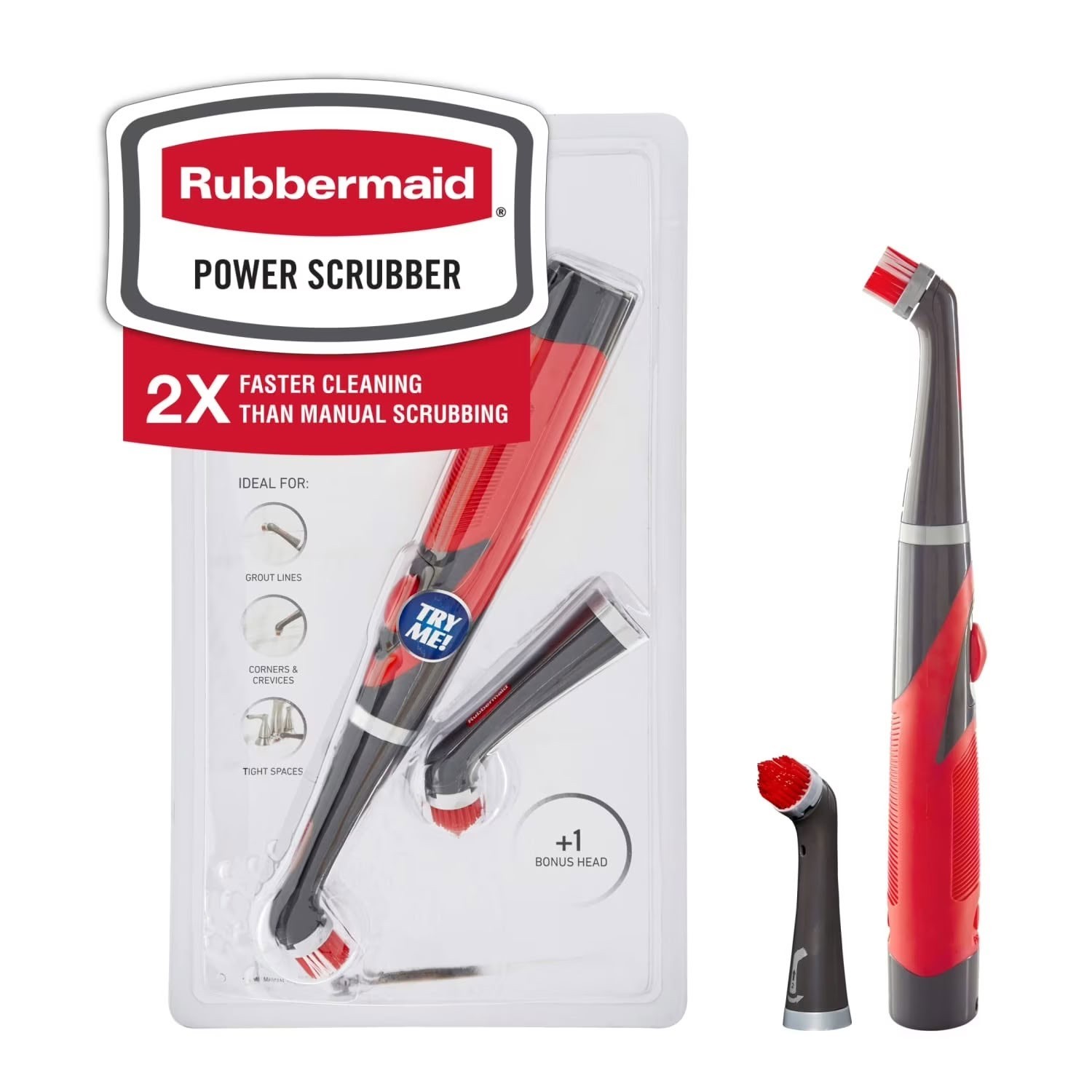 Rubbermaid Cordless Power Scrubber Electric Handheld Brush Bathroom Tile Grout