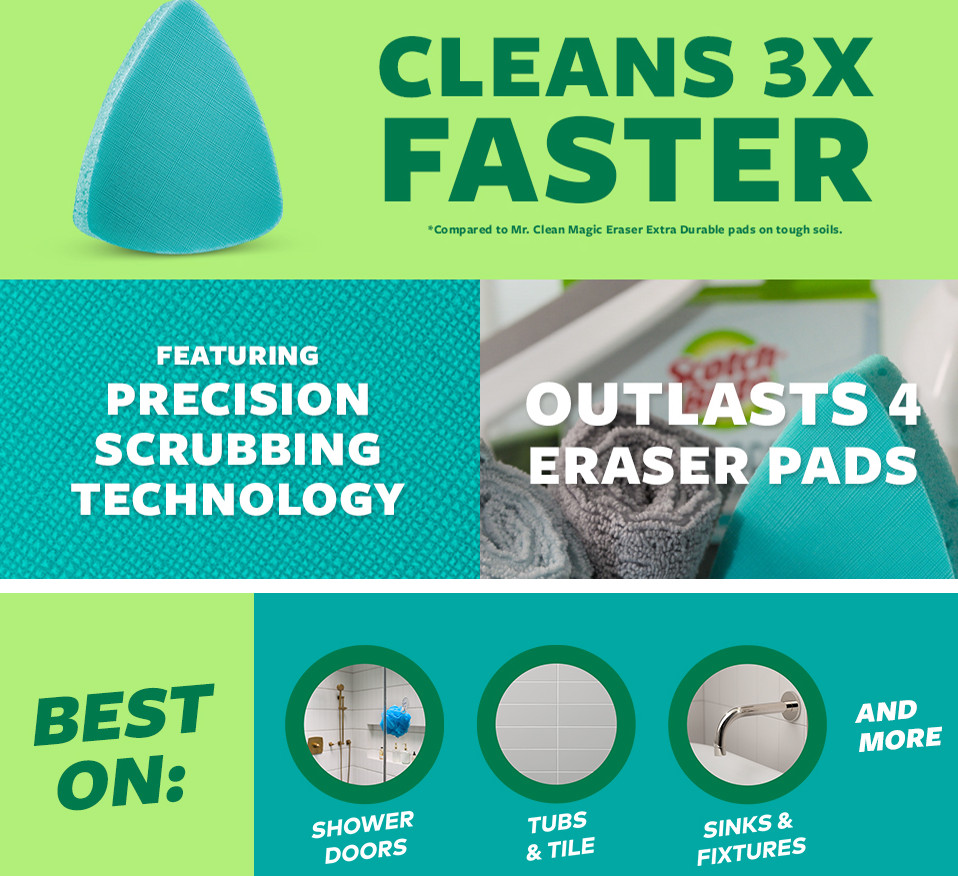 Swift Scrub Bathroom Buildup Remover Cleaner Scrubber Pads Safe on Surfaces -2pc