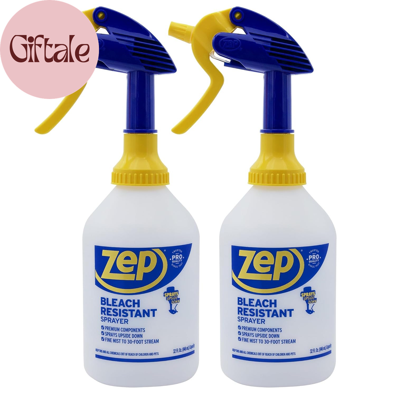 Bleach Resistant Professional Sprayer Bottle – 32 Oz (Pack of 2) – ZUPRO2-30 Foo