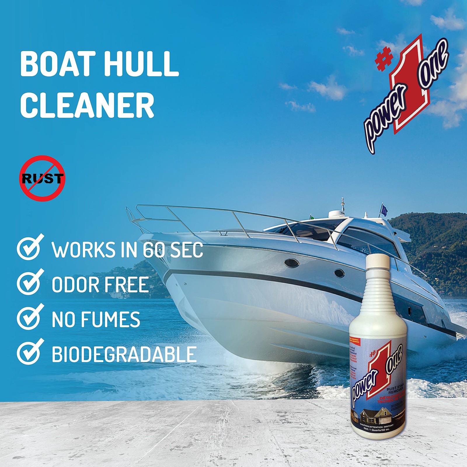 32oz Hull Cleaner: Your Boat’s Hero! Zaps Rust, Calcium & Waterline Stains