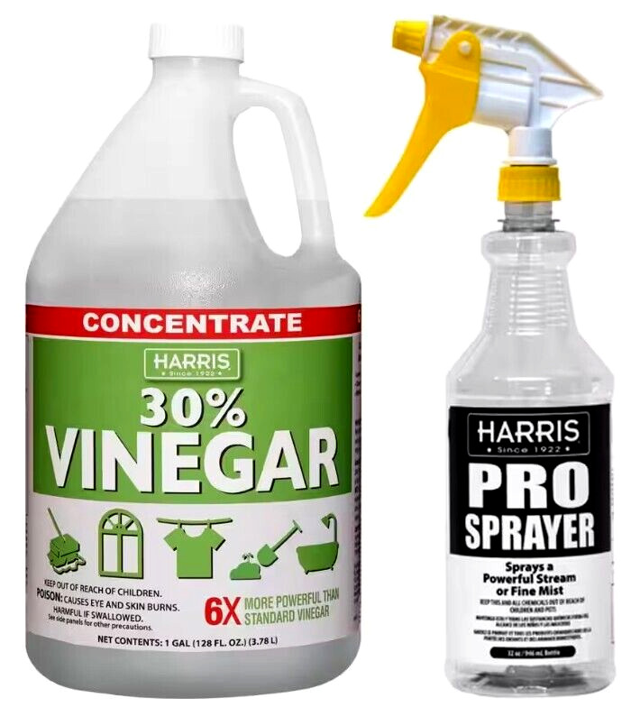 Harris 30% Vinegar Chemical-Free Concentrate & 32oz. Spray Bottle – 1 Gallon