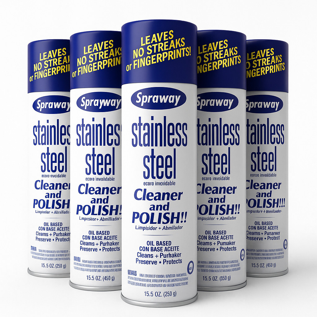 Sprayway Stainless Steel Cleaner & Polish 15oz 6Pack Foaming, Fingerprint Resist
