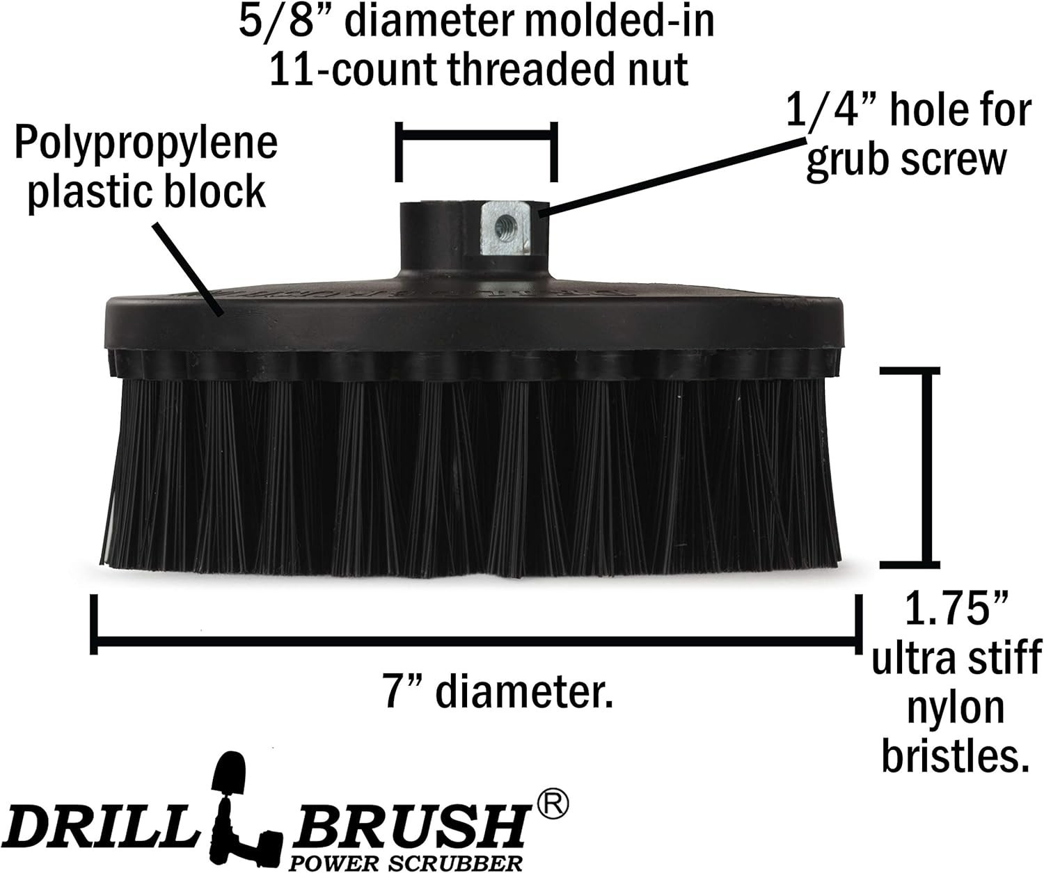 Outdoor Concrete Brush – Driveway Cleaner Scrub Brush for Rotary Polisher – 7…