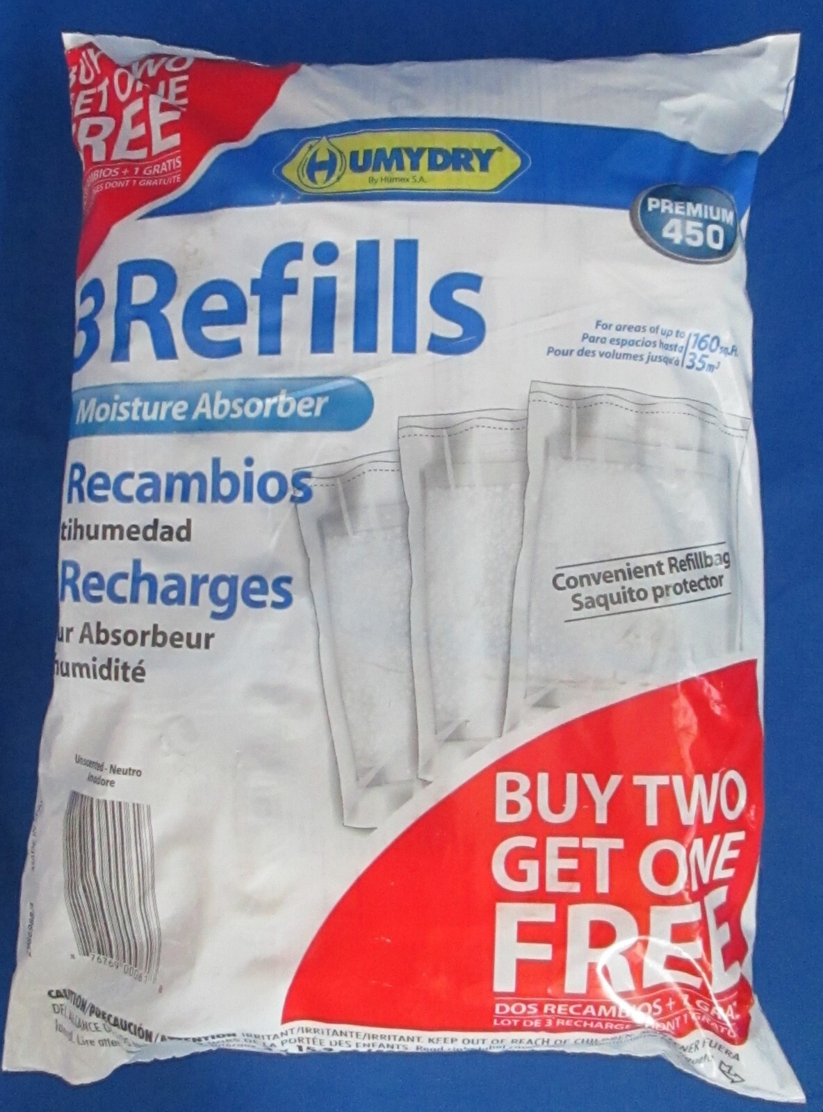 Humydry Moisture Absorber Refills Premium 450 – 3 Refills (15.9oz/450g EACH)