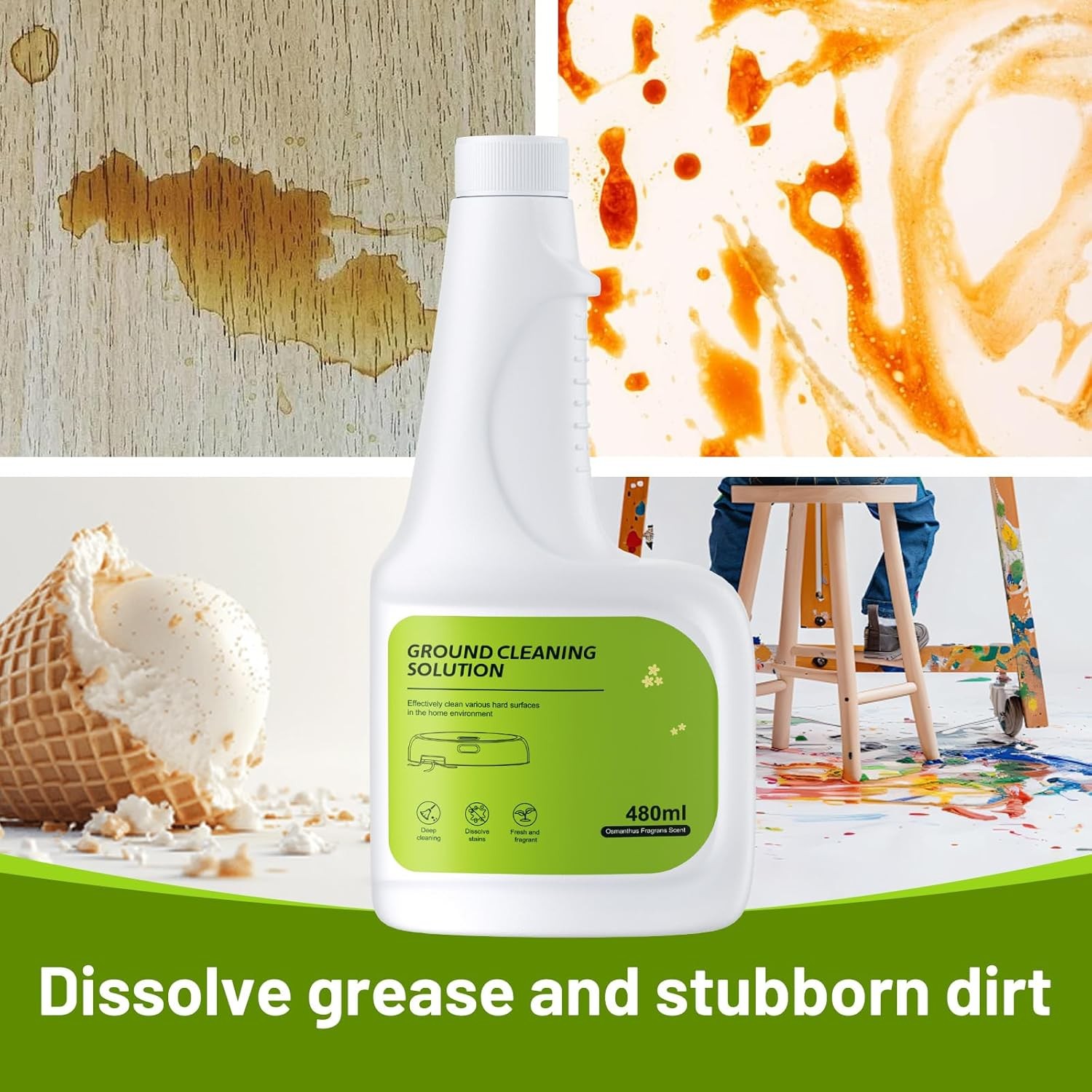 Floor Cleaning Solution Dilution Ratio 1 200 480 ml Osmanthus Scent Compatible
