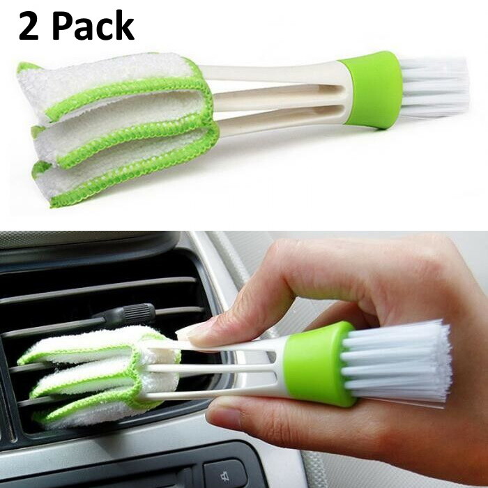 2x Pack – Portable Double End Car Vent Brush Dust Cleaner Window Air Con Blinds