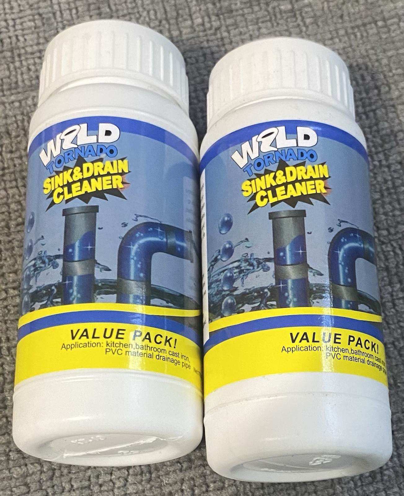2 Btls.WILD TORNADO SINK & DRAIN CLEANER 110grams,expiration 02/24/2026