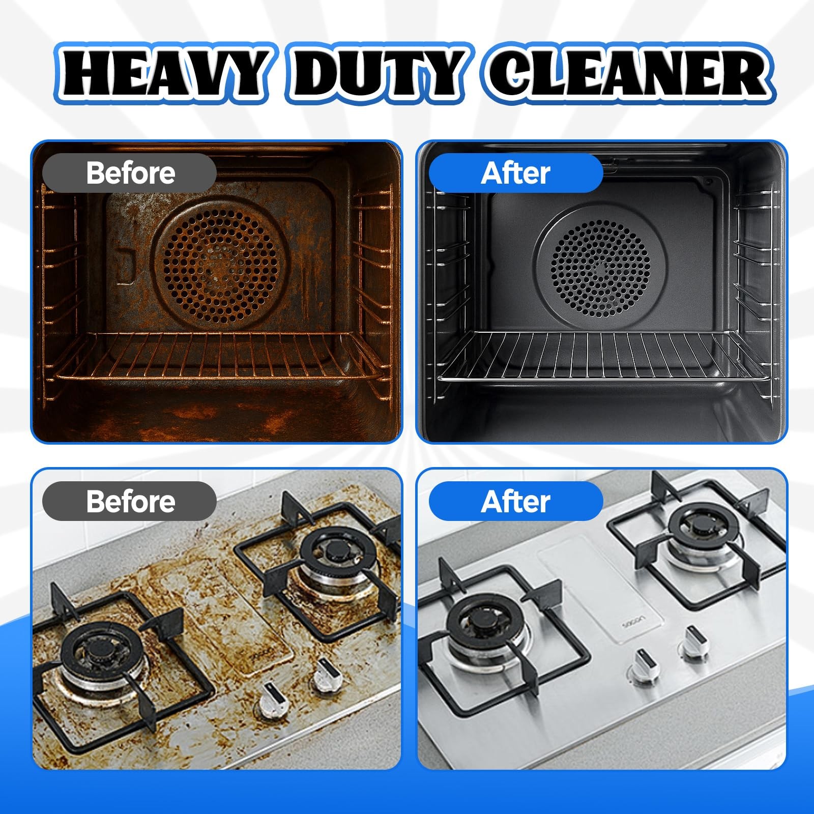 Heavy Duty Stove and Oven Cleaner Kit, Includes Cleaning Tool, Razor, Scraper…