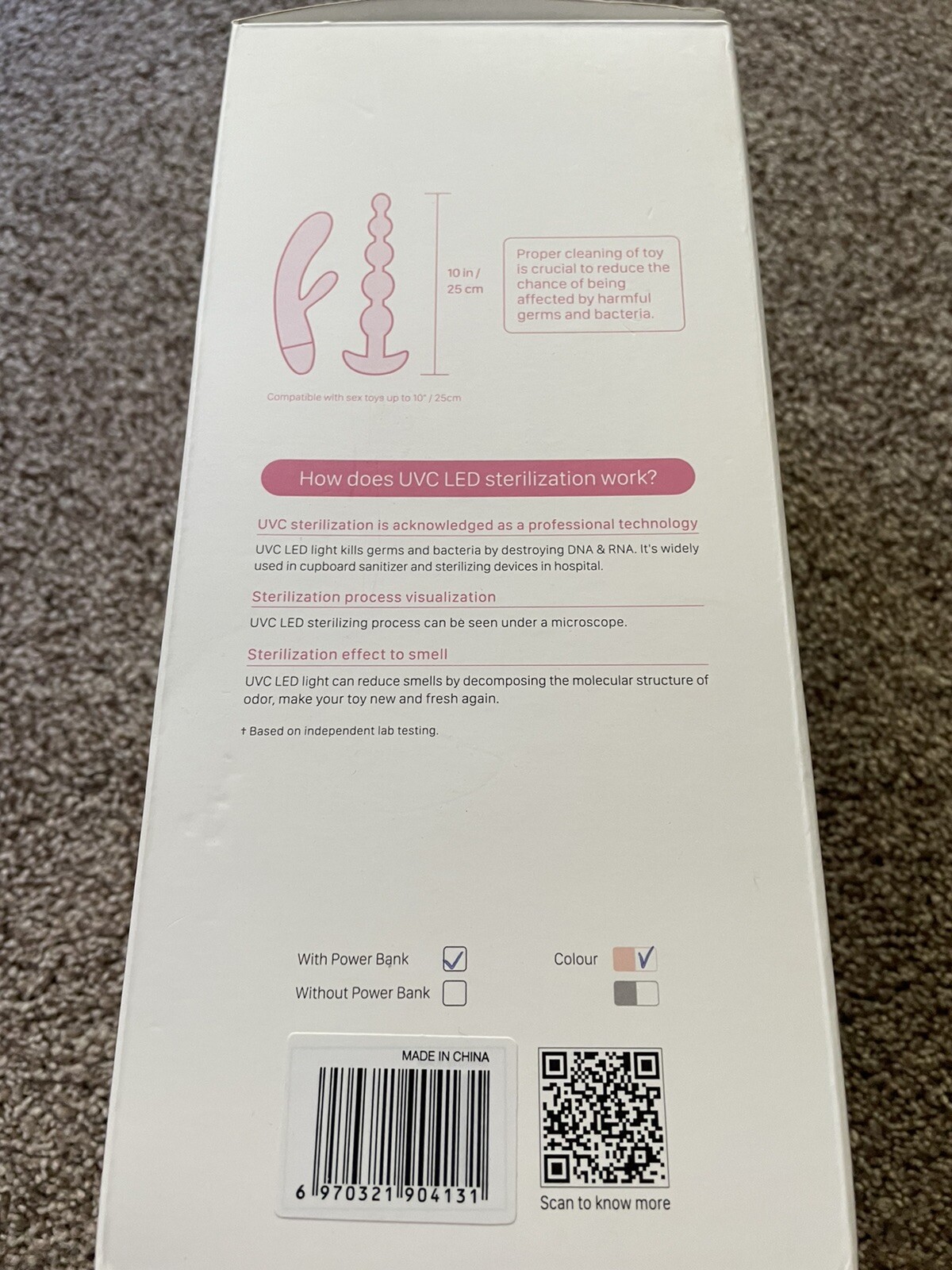 UVC LED STERILIZING BAG 3Min. Kills Bacteria LASH TECH ADULT Toys Cell Phone 59S