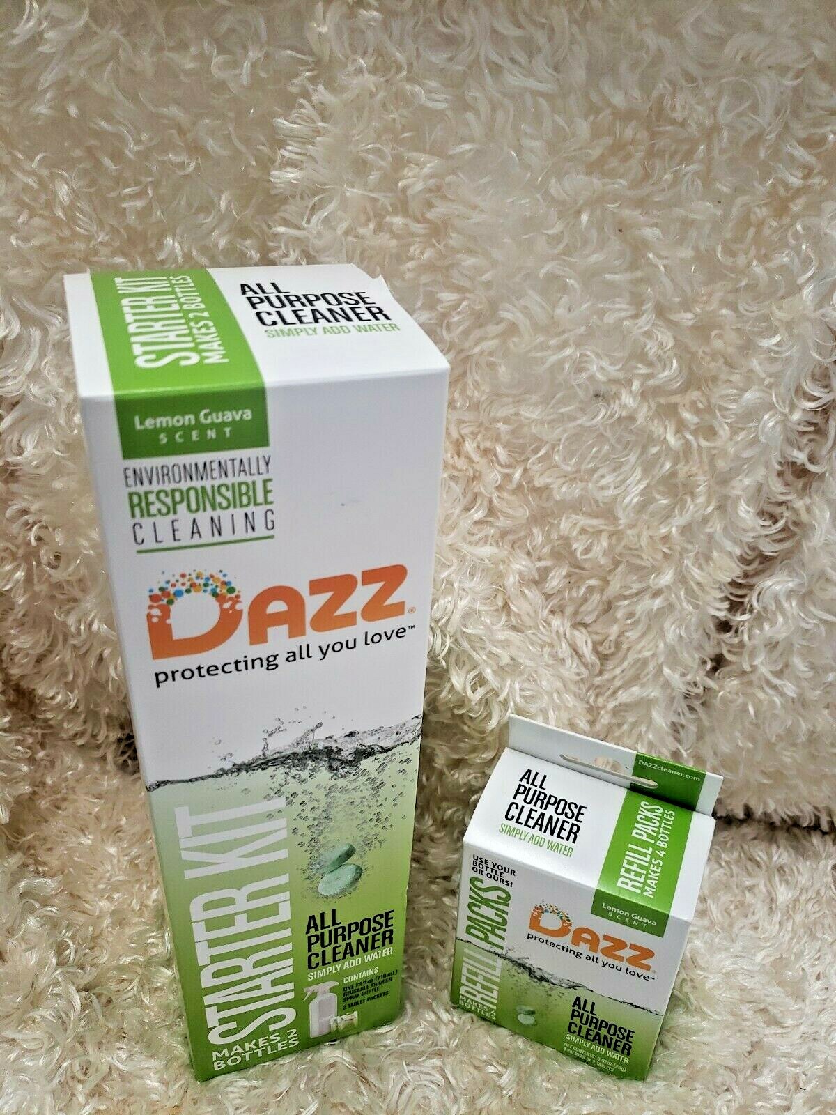 DAZZ All Purpose Cleaner Starter Kit & Refill Packs-Lemon Guava Lot/2 NEW!