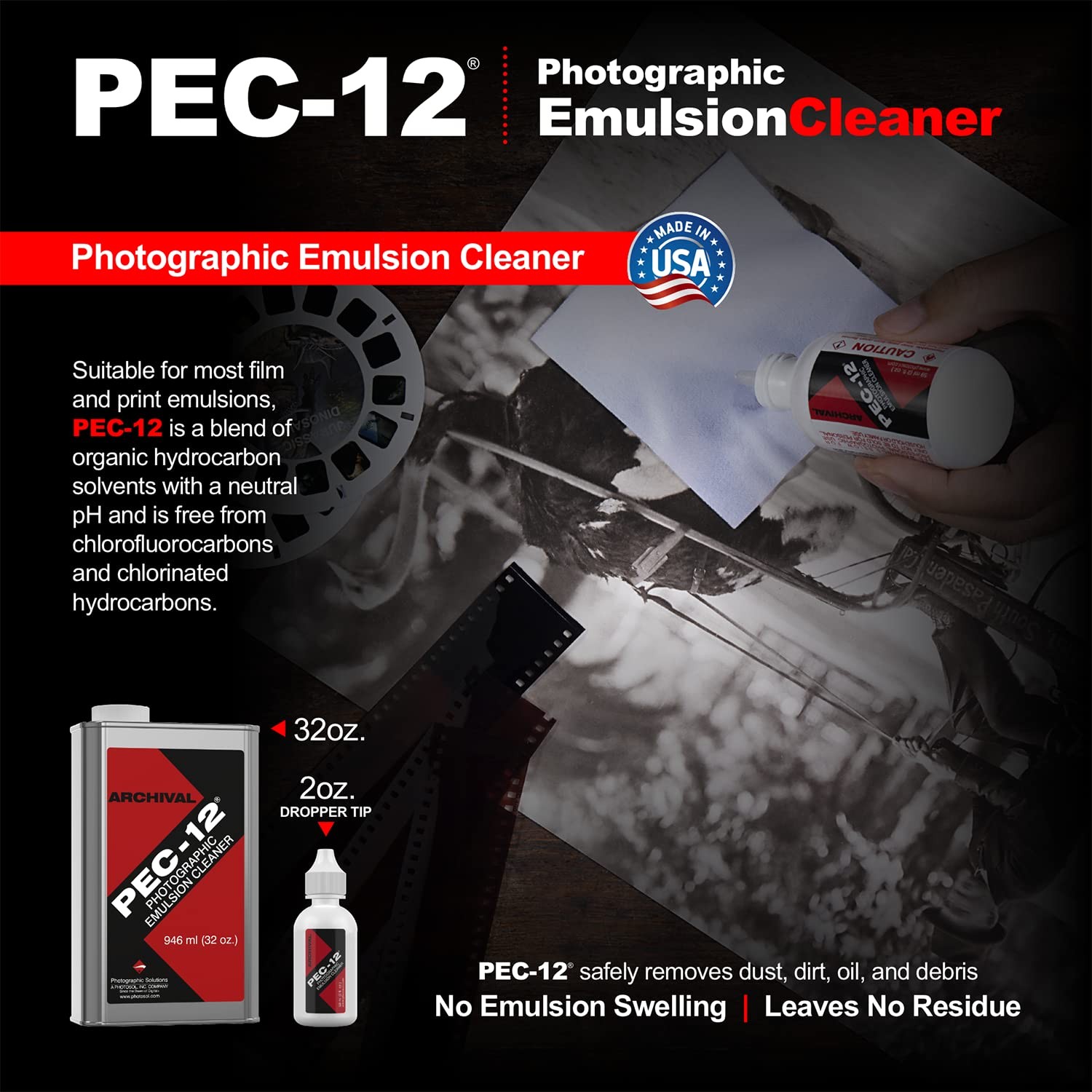 PEC12 Photographic Emulsion Cleaner Kit and PECPAD Lint Free NonAbrasive Wipe…