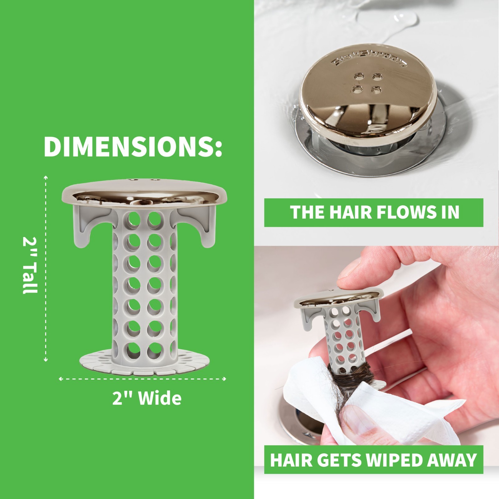 SinkShroom Nickel Award-Winning Drain Protector Hair Catcher Snare by TubShroom