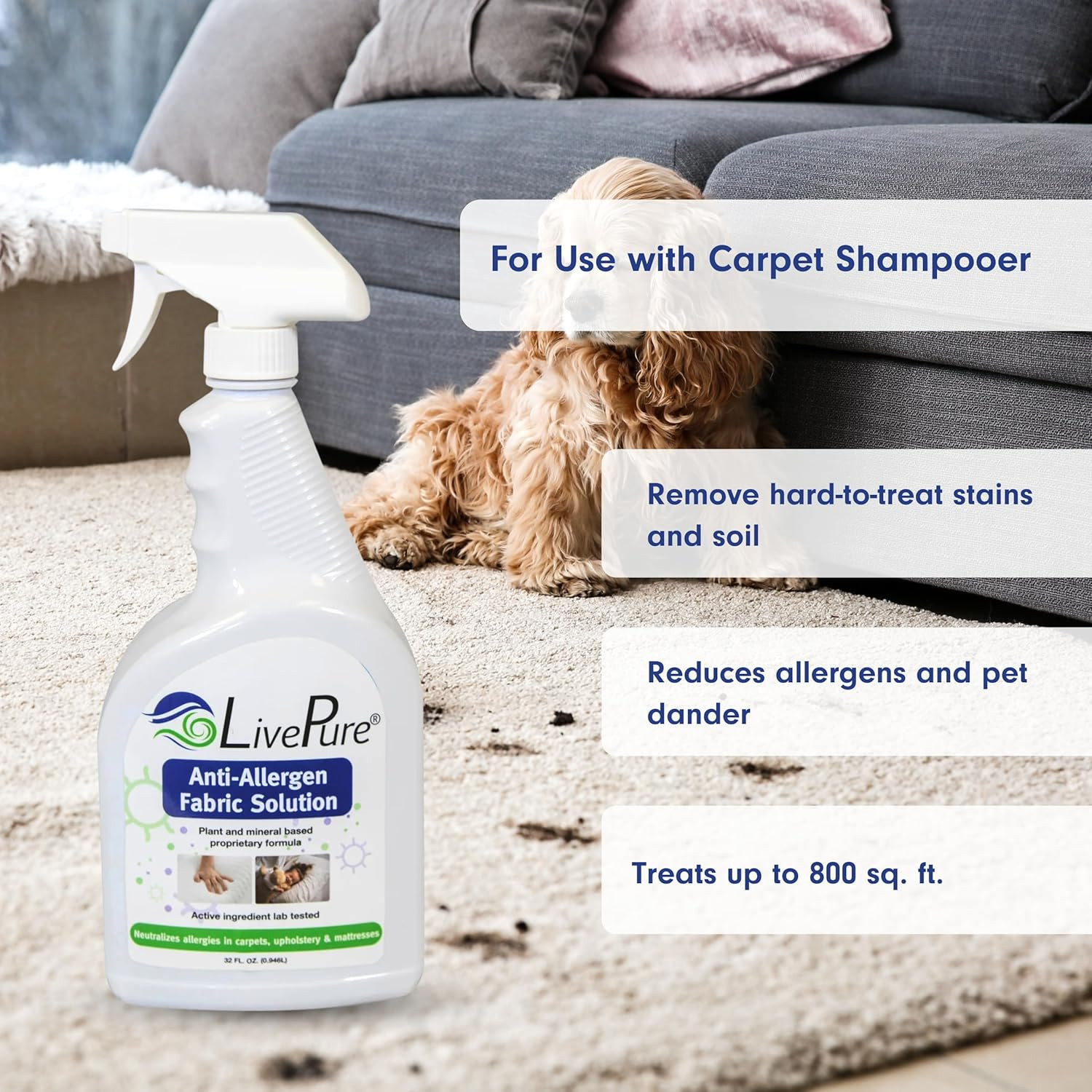 Anti-Allergen 32 OZ Fabric Spray for Household Surfaces