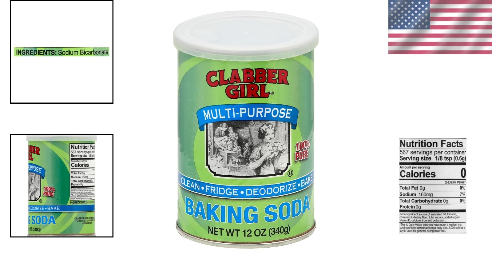 12 Ounce Pure Baking Soda – Multi-Purpose Cleaner, Deodorizer & Leavening Agent