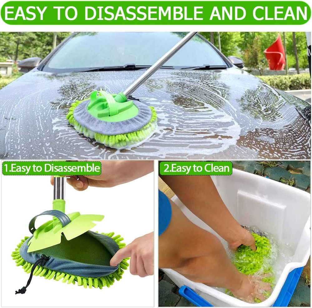 Soft Absorbent Car Wash Brush Mop Cleaning Tool with Long Handle Truck, SUV