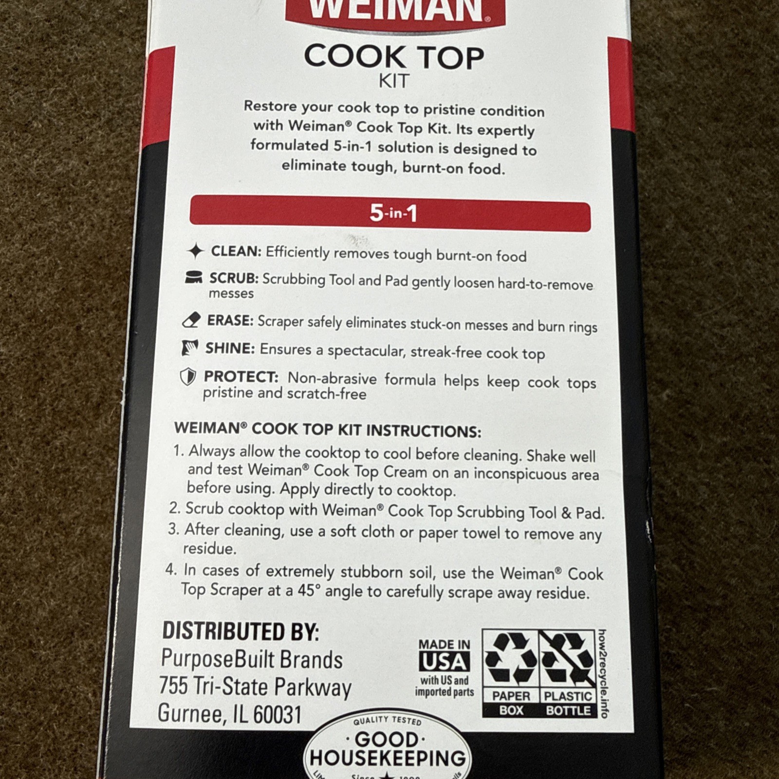 Weiman 5-In-1 Cook Top Complete Cleaning Kit – Includes Cream, Scrubbing Pad and