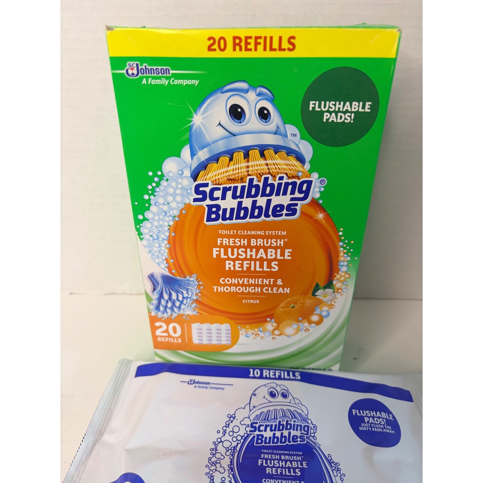 Scrubbing Bubbles Fresh Brush Flushable Refills Citrus Action 40 Count