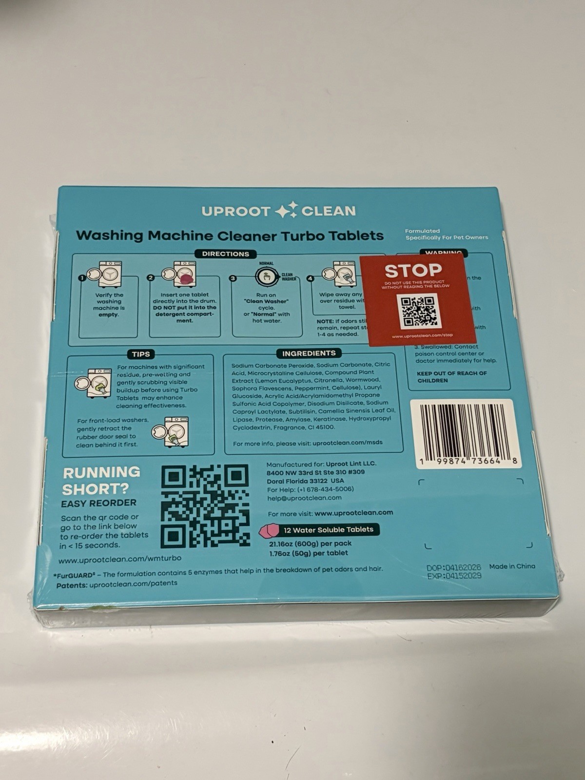 Uproot Clean Washing Machine Cleaner Tablets 12 Pack for a 12 Month Supply.