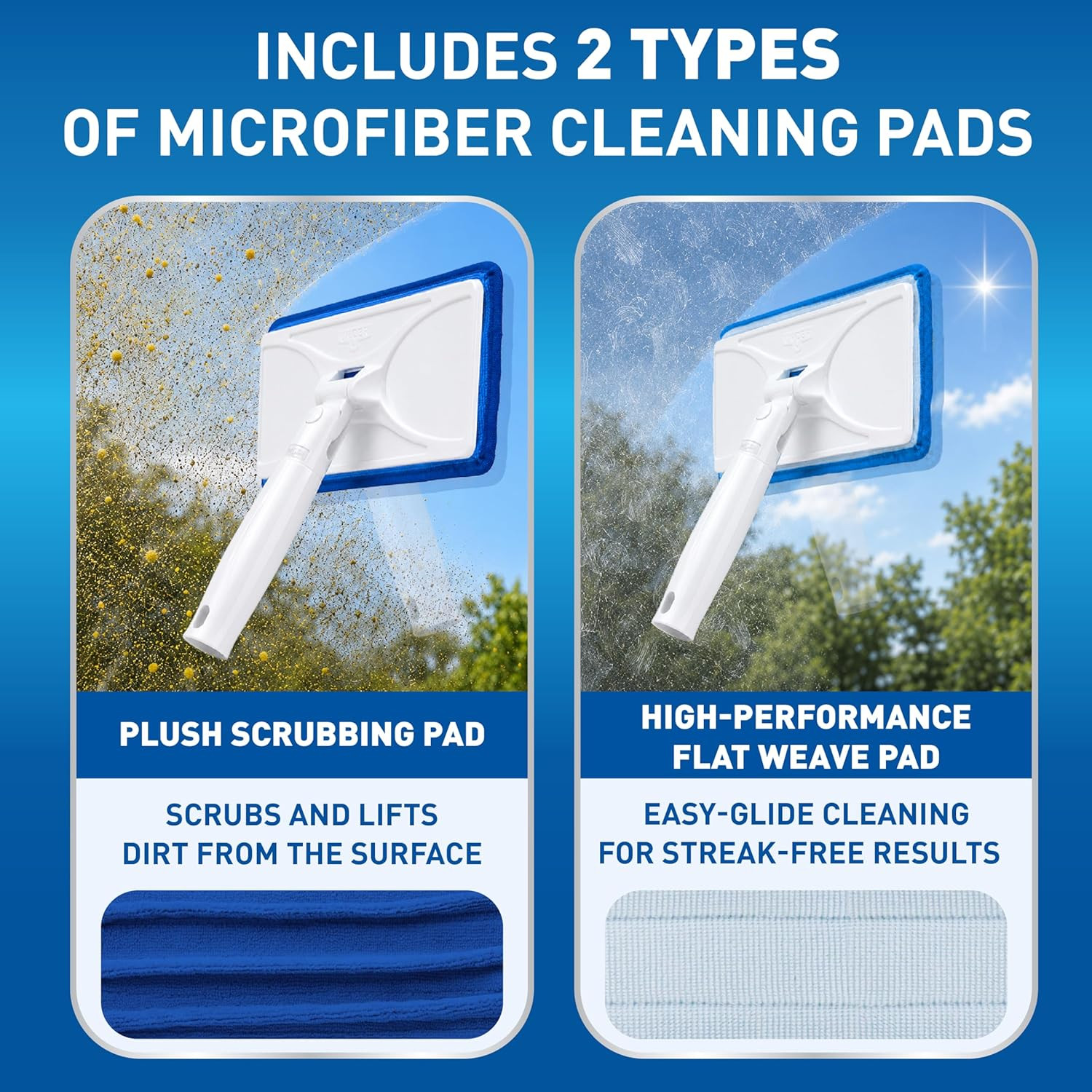 Speed Clean with 4Ft Pole and Extra Reusable Pads, Indoor Window Cleaner, Househ