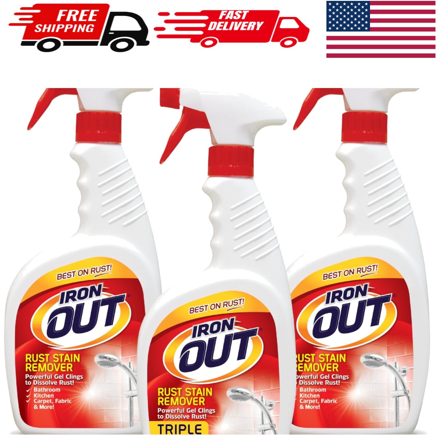 Rust Stain Remover Spray Gel – No Scrubbing, 24oz, 3-Pack for Easy Stain Removal