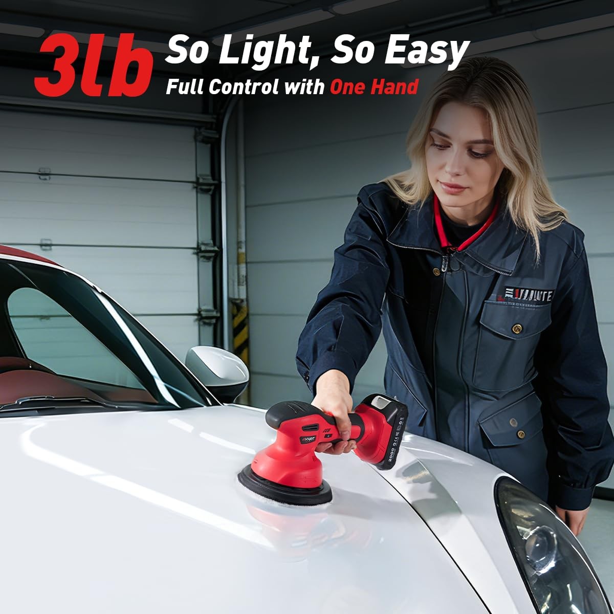 Cordless Car Buffer Polisher kit w/ 2x2000mAh 21V Batteries, 6 Inch Car buffe…
