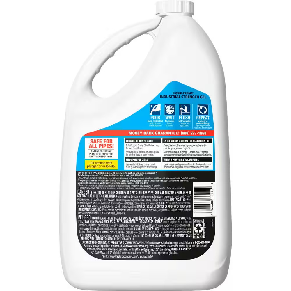 128 Oz. Industrial Strength Gel Drain Cleaner and Drain Unclogger (2-Pack)