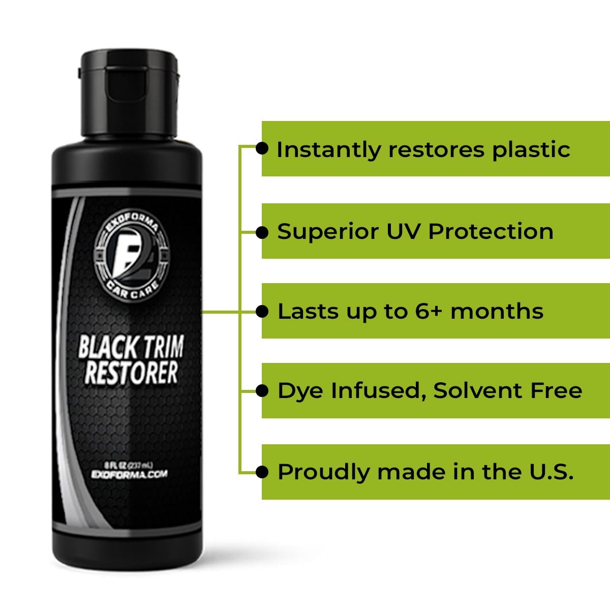 Long Lasting Black Dye Infused Waterproof Plastic Trim Restorer 4 Fl Oz Car