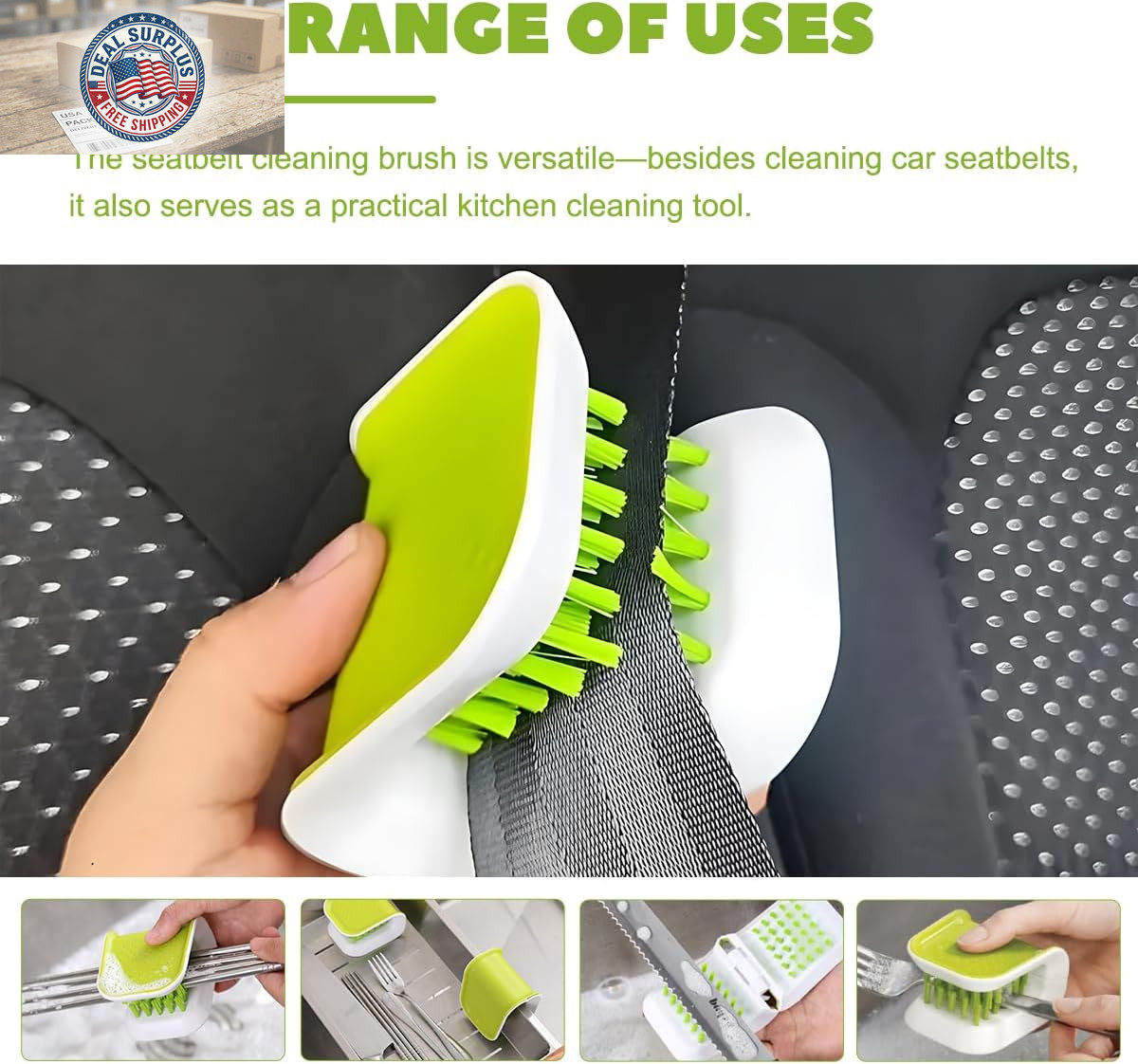 Car Seat Belt Cleaning Brush, Double Sided U-Shaped Safety Belt Bristle Scrubber