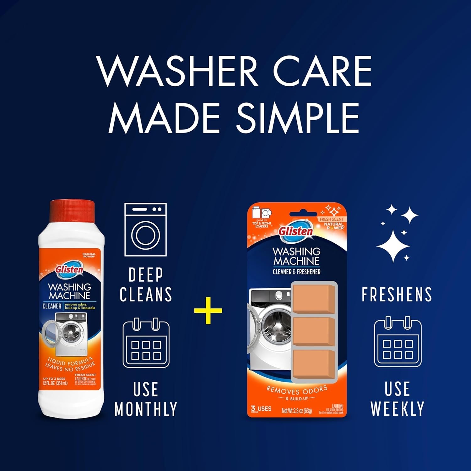 Glisten Washing Machine Cleaner Helps Remove Odor 12OZ 3-Pack