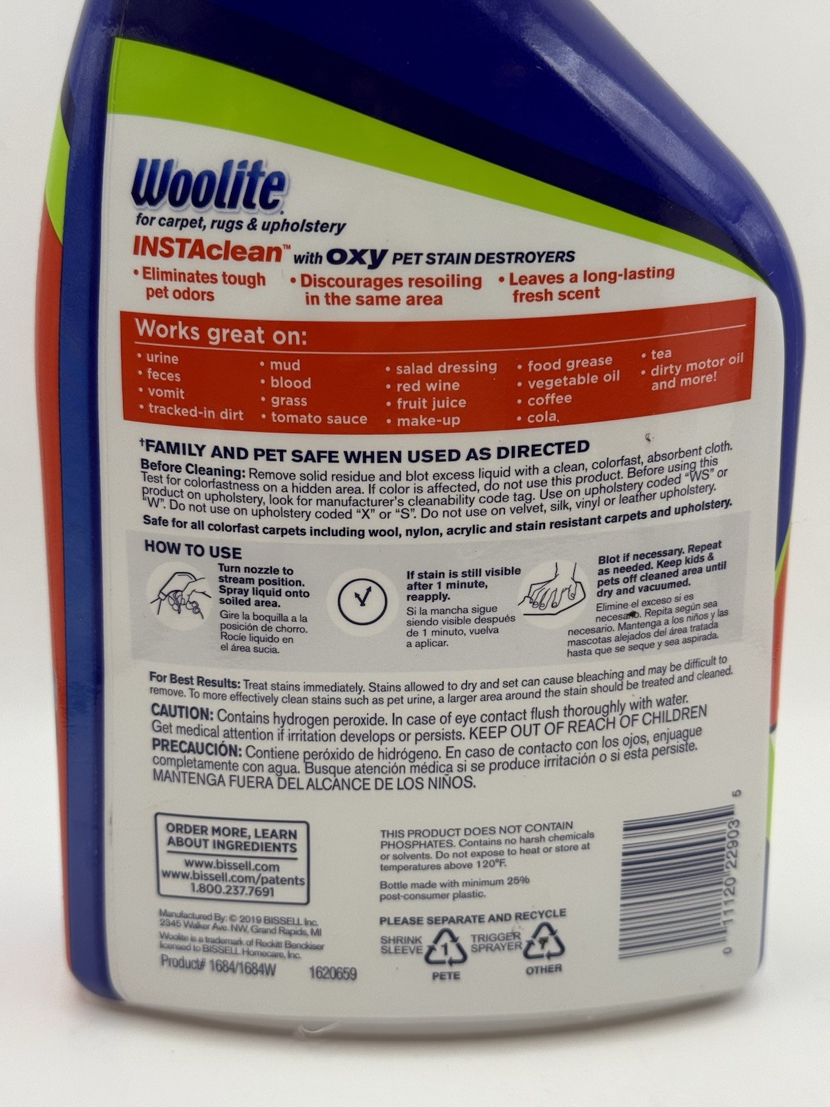 Woolite INSTACLEAN With OXY Pet Stain Destroyers 22oz Spray Eliminates Odors NEW
