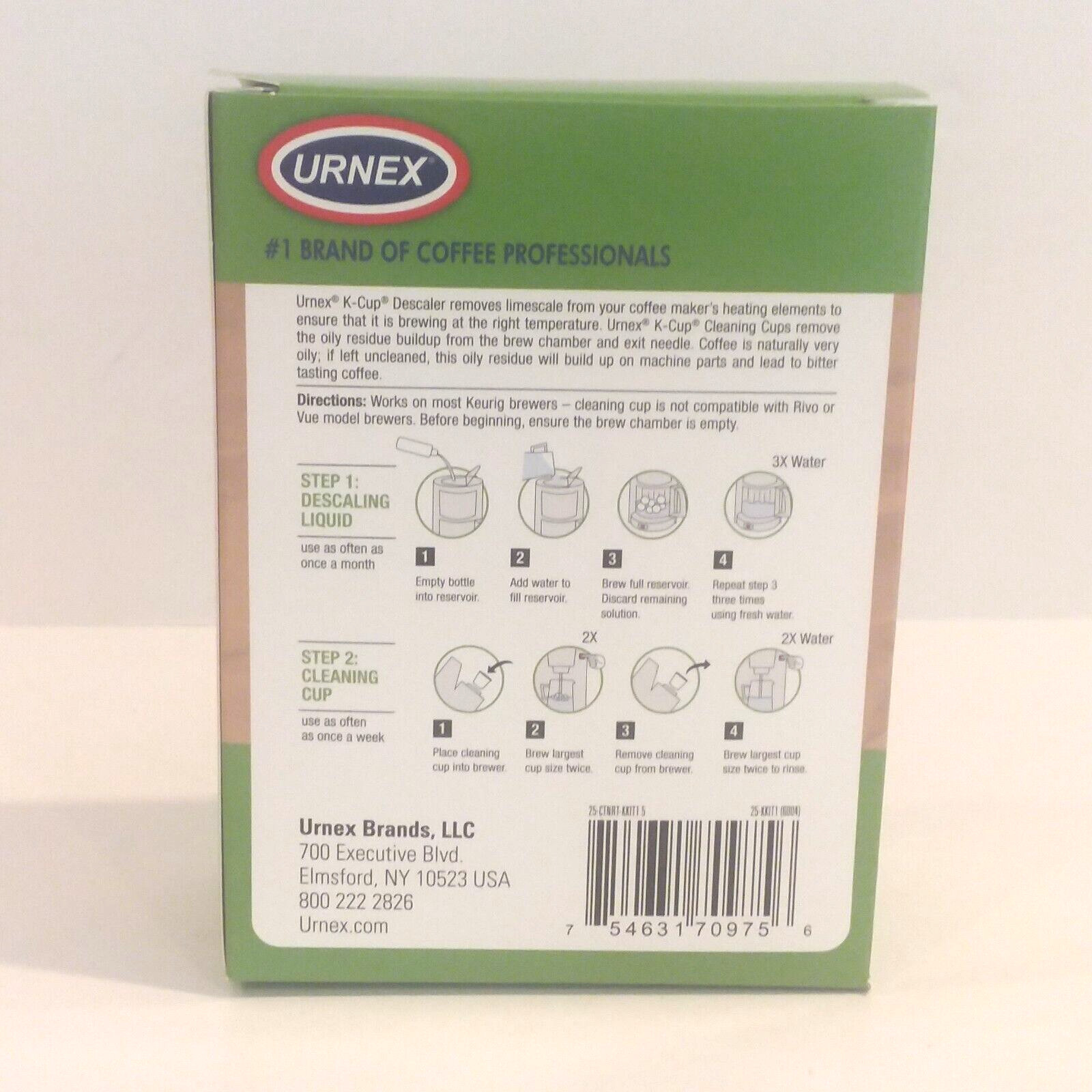 Urnex K-Cup Single Use Cleaning & Descaling Kit Compatible w Keurig K-Cup Brewer