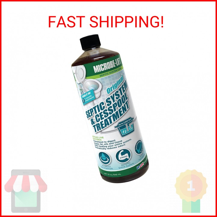 MICROBE-LIFT Septic Tank and Cesspool Treatment Enzymes – 6 Month Supply – Bacte