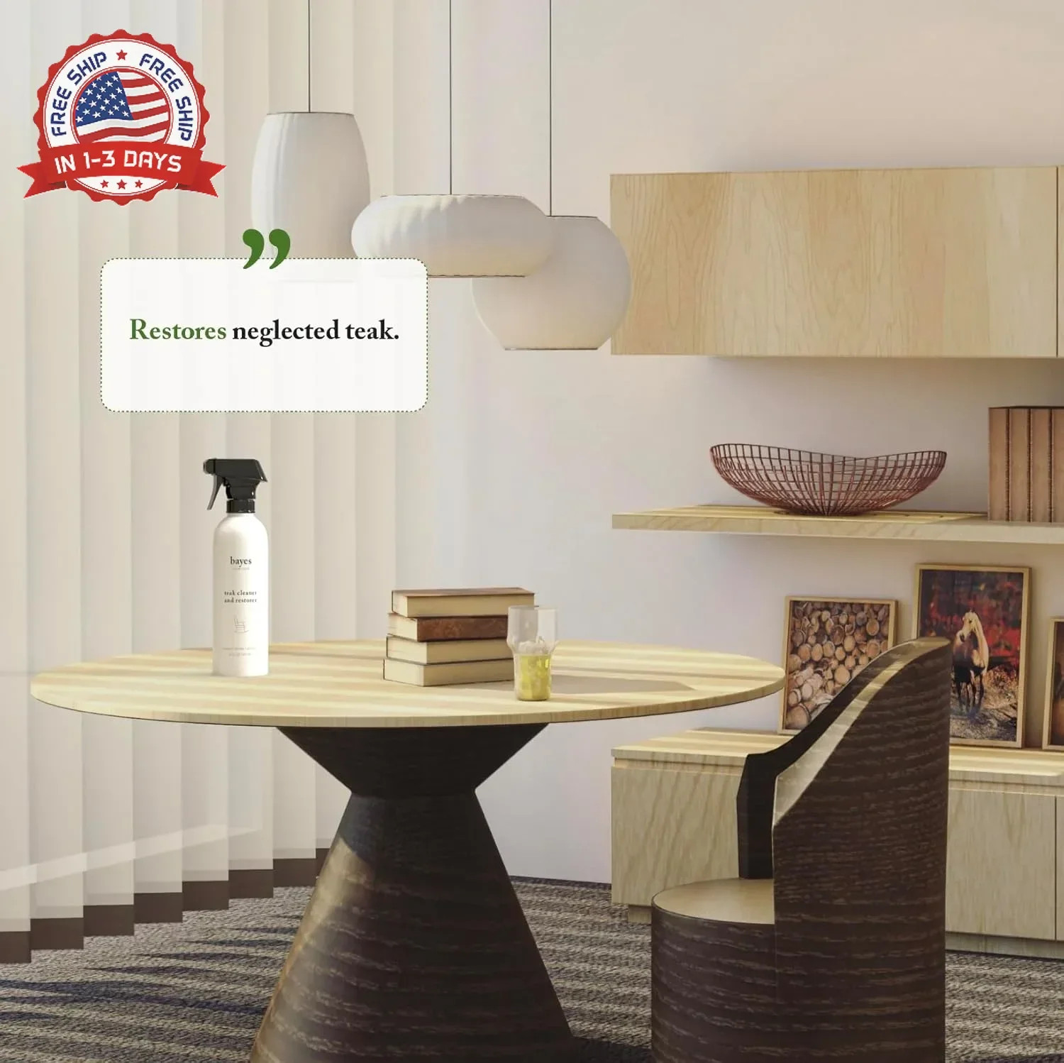 Bayes High Performance Teak Cleaner & Restorer – Cleans, Shines, and Protects –