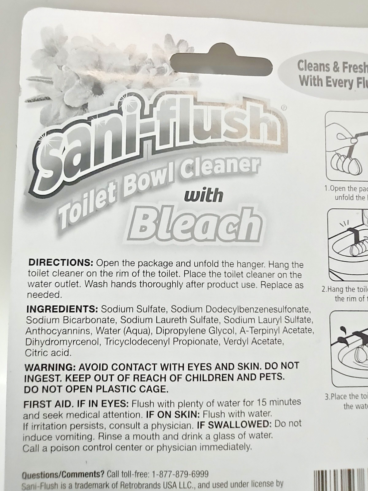 ( Lot 4 ) Sani-Flush Toilet Bowl Cleaner Lavender w/Bleach 4Balls Hanger 2 Oz Ea