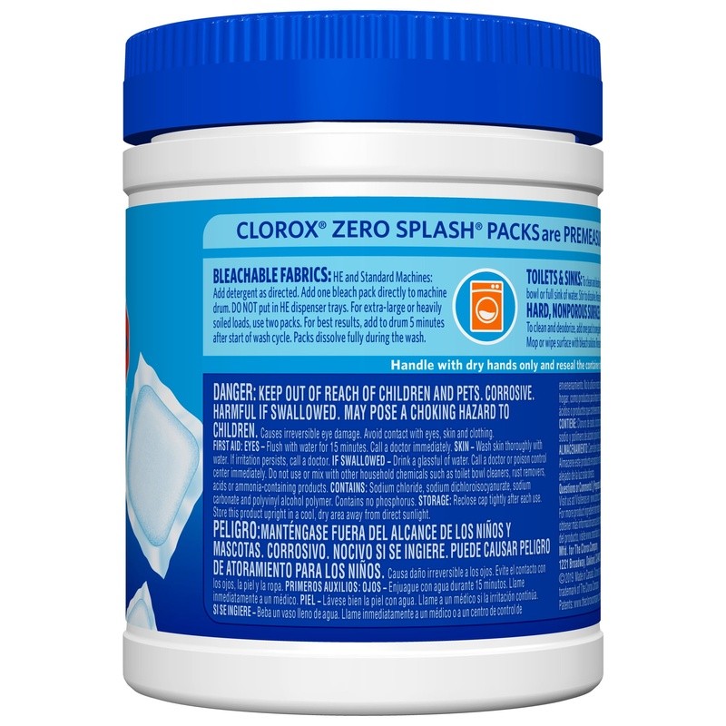 Zero Splash Bleach Packs Splashless Pods Multi Surface Cleaning 12 Loads 8.9oz