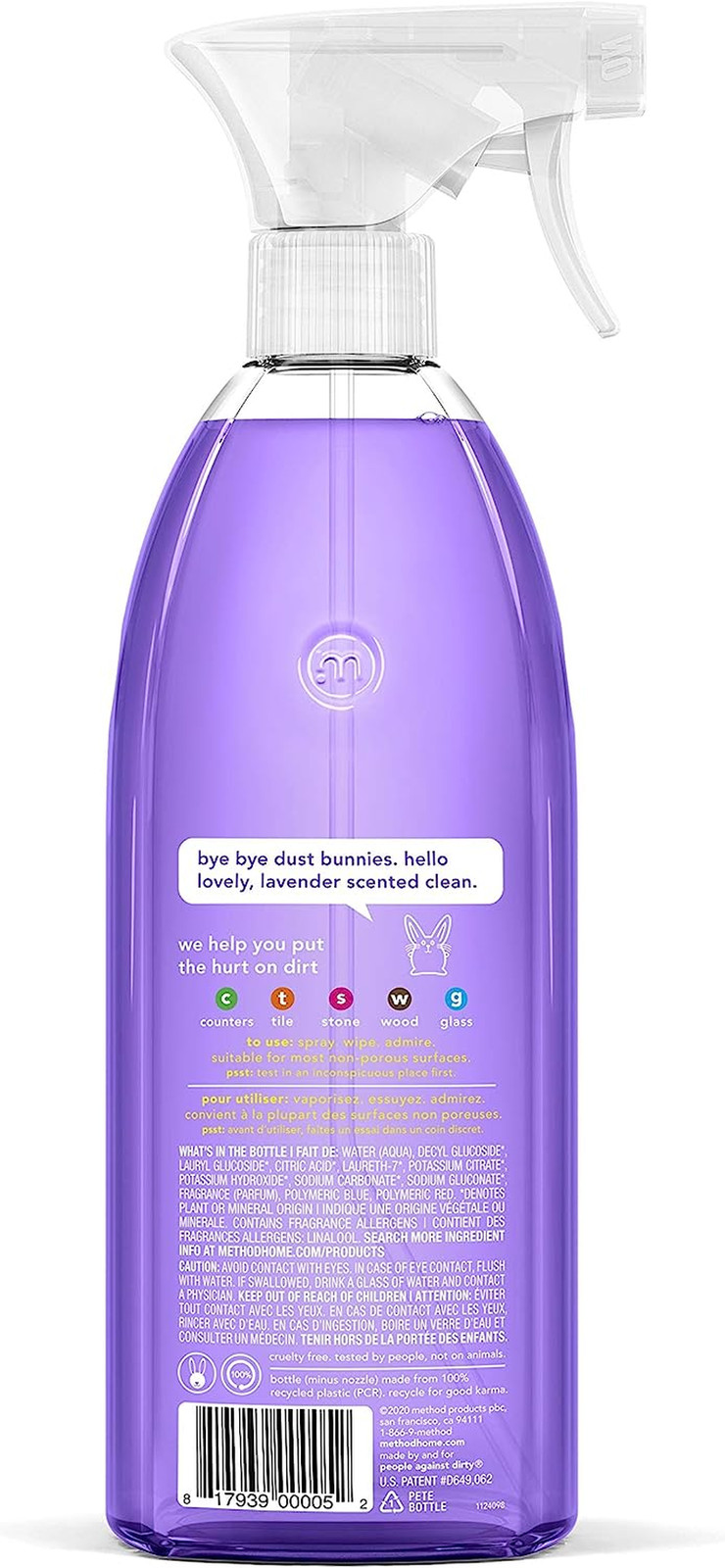 Method All-Purpose Cleaner Spray, French Lavender, Plant-Based and Biodegradable
