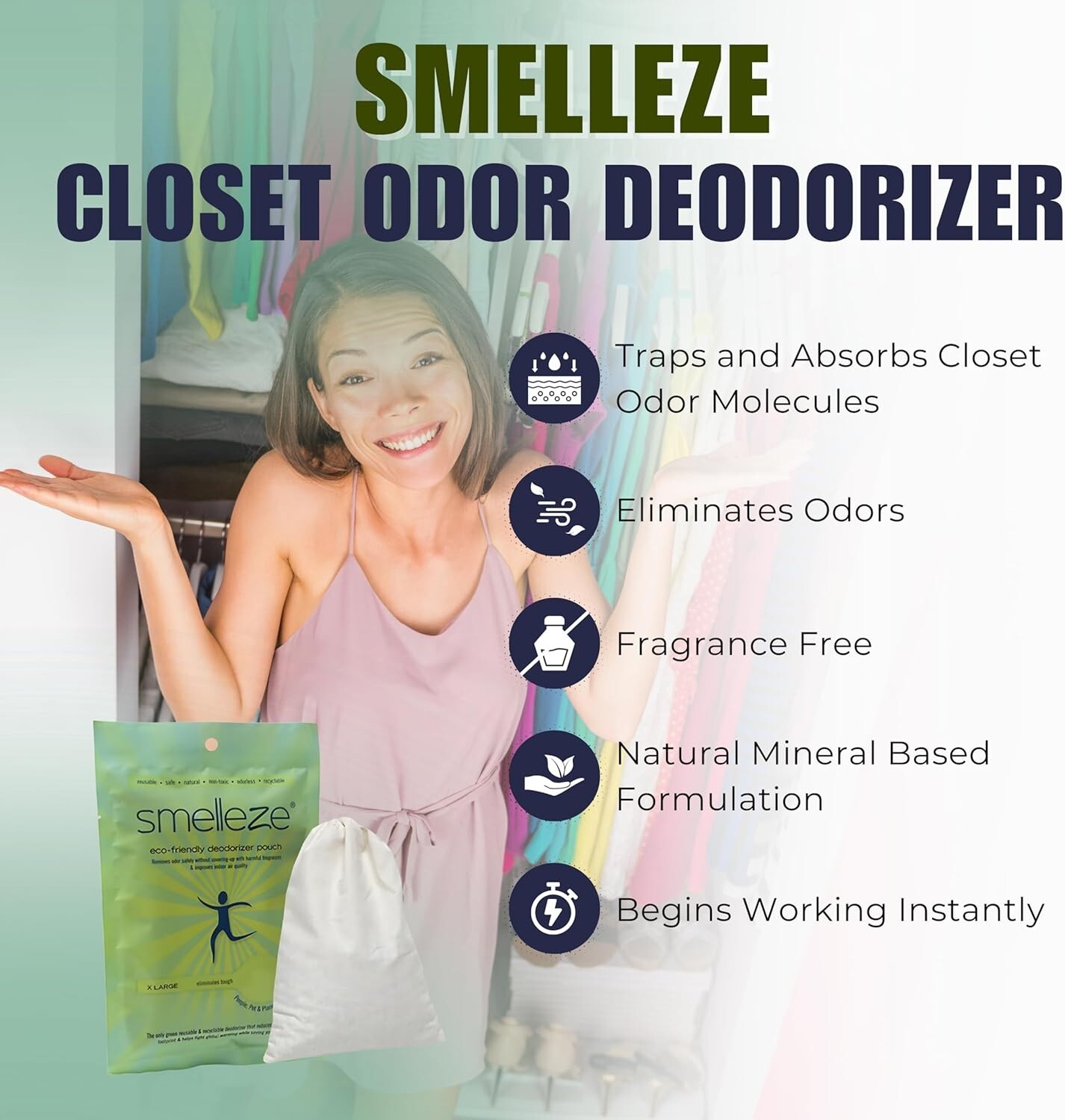 SMELLEZE Reusable Office Odor Removal Deodorizer: Eliminate Smell in 150 Sq. Ft.