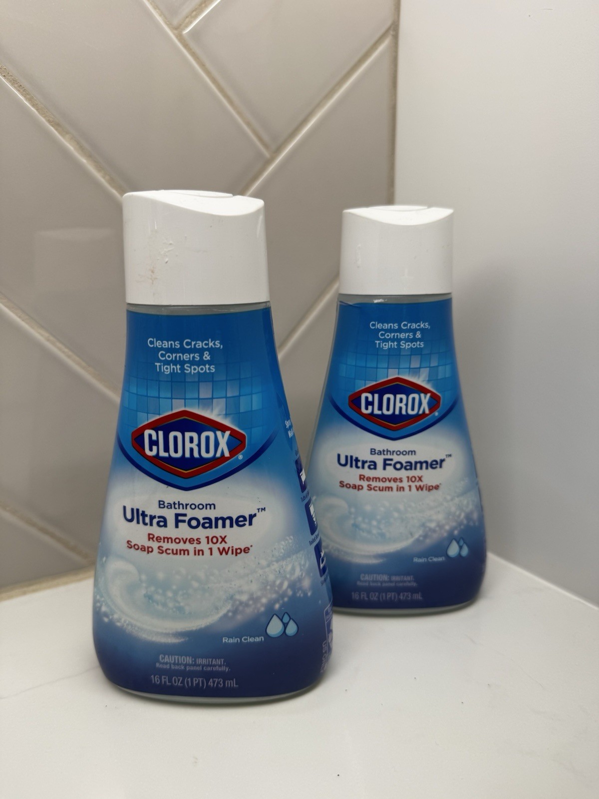 (2) Clorox Bathroom Ultra Foamer, Cleaner Spray Refill, Rain Clean, 16 Fluid Oz