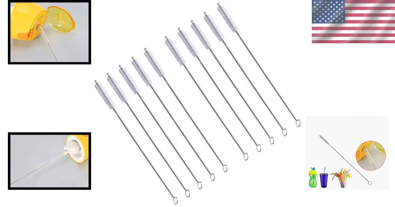 Eco-Friendly Straw Cleaning Brushes, 173mm – Set of 10 for Bottles & Pipes