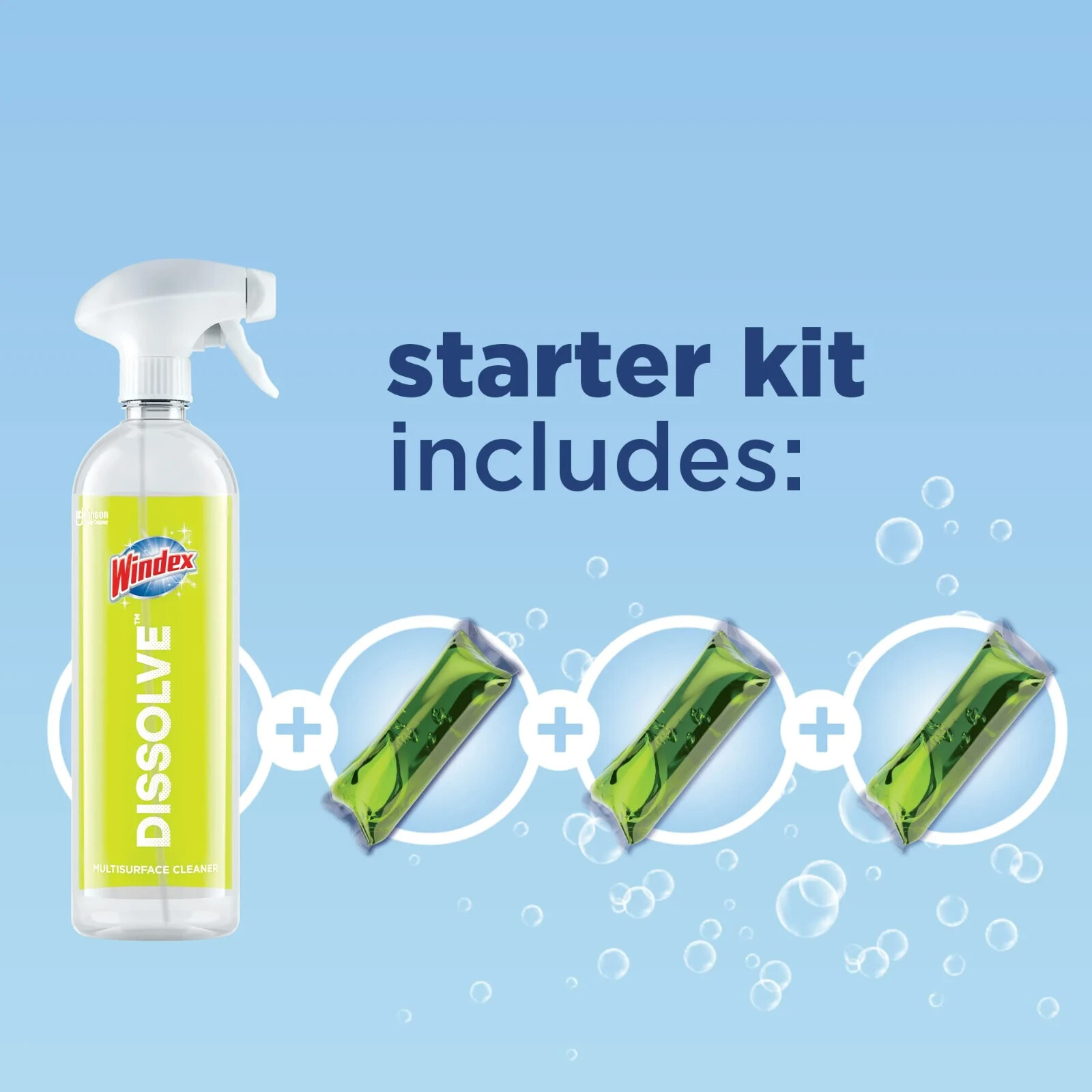 Windex Dissolve Pods Multisurface Cleaner Starter Kit & Refill 3 Reusable