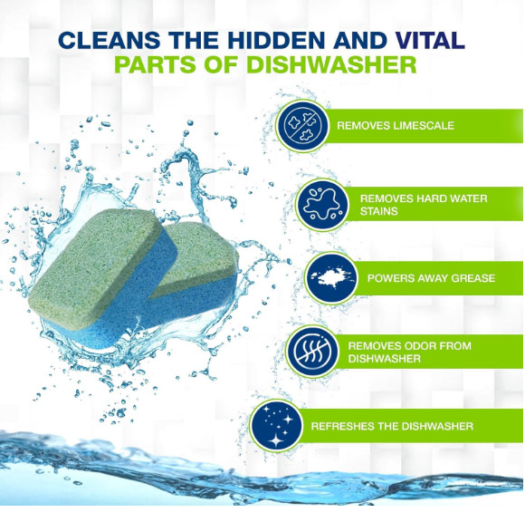 Dishwasher Cleaner & Deodorizer Tablets 18-Pack 20g Each – Powerful Limescale…