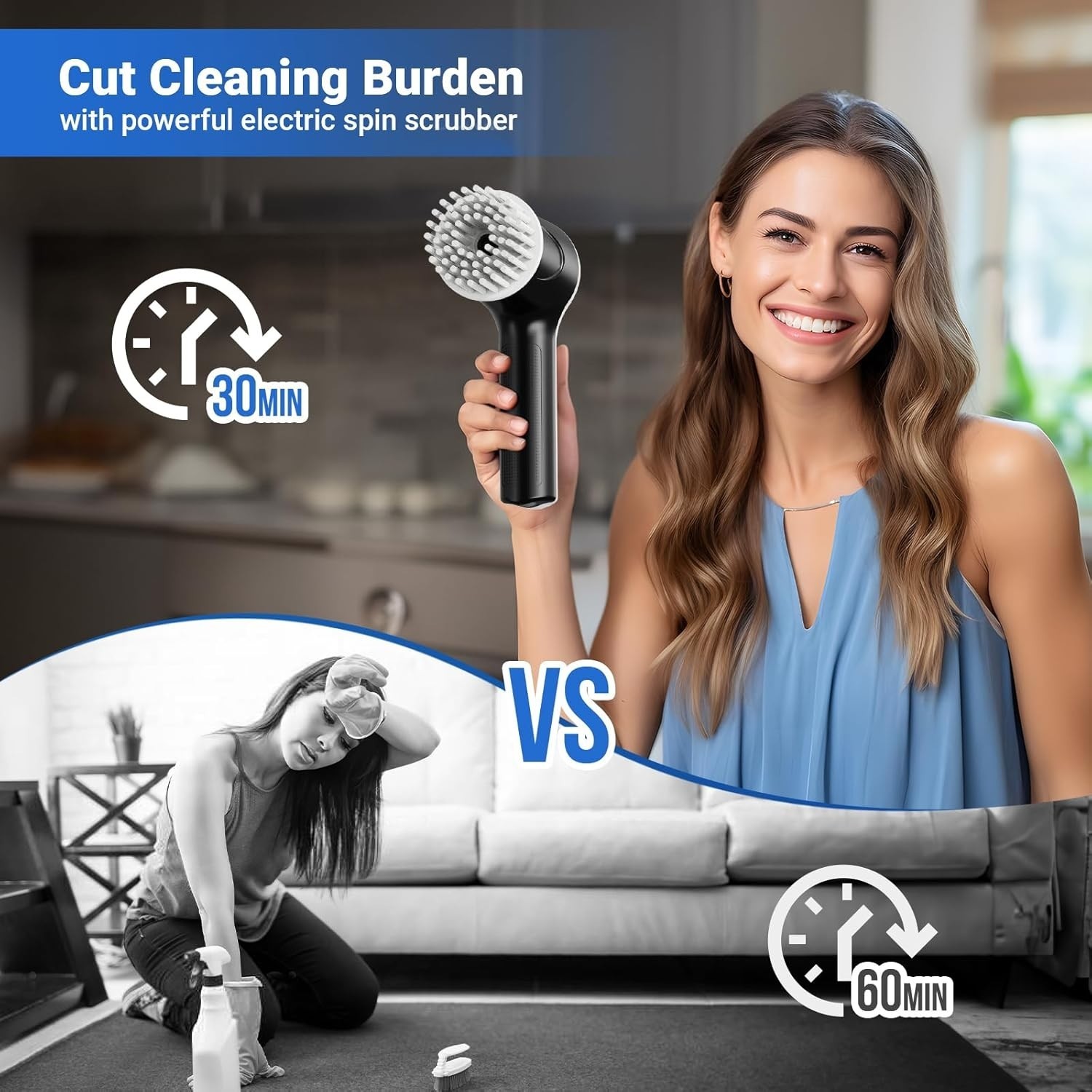 Fregadora Eléctrica Giratoria, Fregadora Eléctrica Para Ducha De Baño Para Limpi